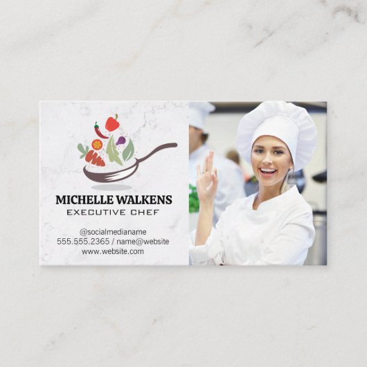 鍋ひっくり返し食べ物 |キッチンのシェフ 名刺 (正面)