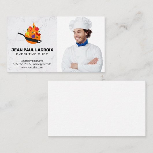鍋ひっくり返し食べ物 | Chef 名刺 (正面/裏面)