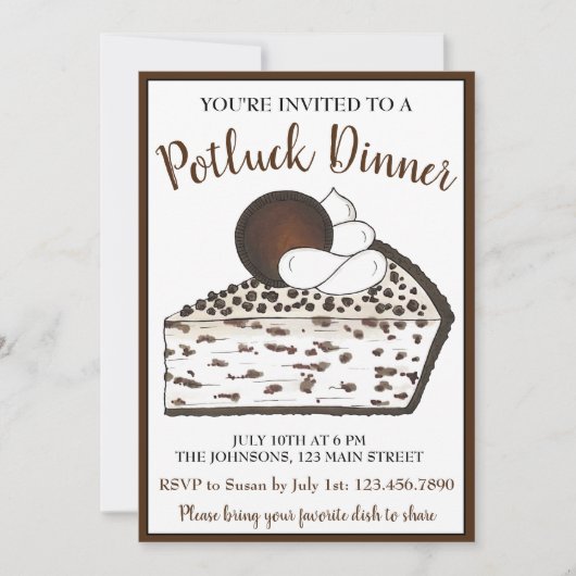 鍋料理パーティーのデザートはクッキー＆クリームパイ 招待状 (正面)