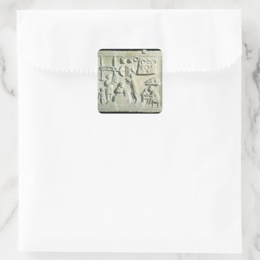 鍛冶のインテリアを描いたレリーフ、 浮き彫り スクエアシール (バッグ)