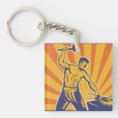 鍛冶ハンマーレトロストロングマンラバー キーホルダー (正面)