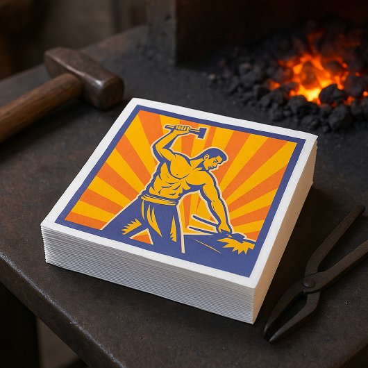 鍛冶ハンマーレトロストロングマンラバー スタンダードランチョンナプキン