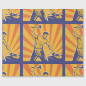 鍛冶ハンマーレトロストロングマンラバー ラッピングペーパー (フラット)