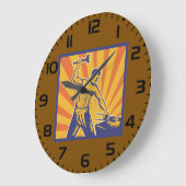 鍛冶ハンマーレトロストロングマンラバー ラージ壁時計 (傾斜)