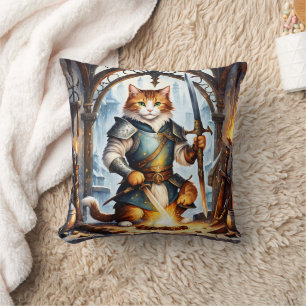鍛冶屋で刀を鍛えるブレイブキャットナイト クッション