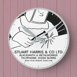 鍛冶屋と金属職人 ラウンド壁時計