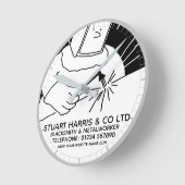 鍛冶屋と金属職人 ラウンド壁時計 (傾斜)