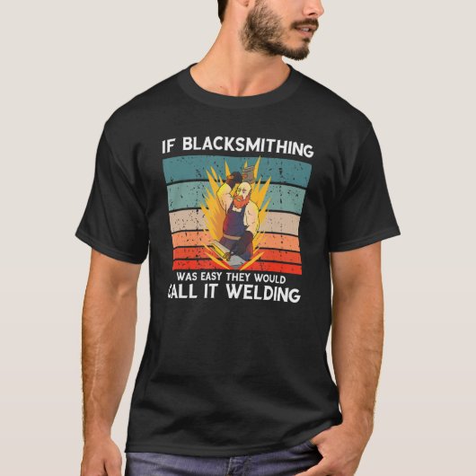 鍛冶職人レトロIt溶接メタワーク Tシャツ (正面)