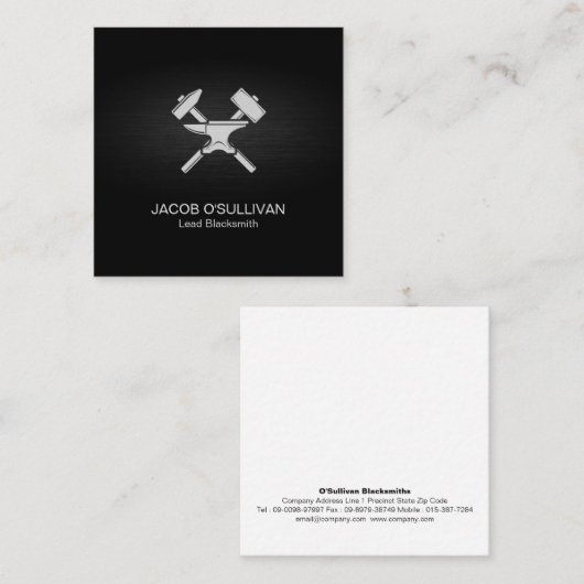 鍛冶鉄が金属を加工 スクエア名刺 (正面/裏面)
