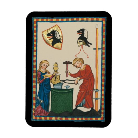 鍛冶鍛造ヘルメット中世アート マグネット (縦)