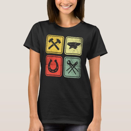 鍛造ハンマー鍛造ペンチ馬蹄鍛冶 Tシャツ (正面)
