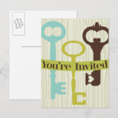 鍵およびwoodgrainとの招待されました インビテーションポストカード (正面/裏面)