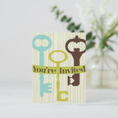 鍵およびwoodgrainとの招待されました インビテーションポストカード (スタンド正面)