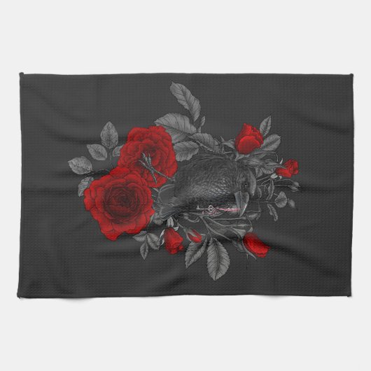 鍵とバラ キッチンタオル (横)