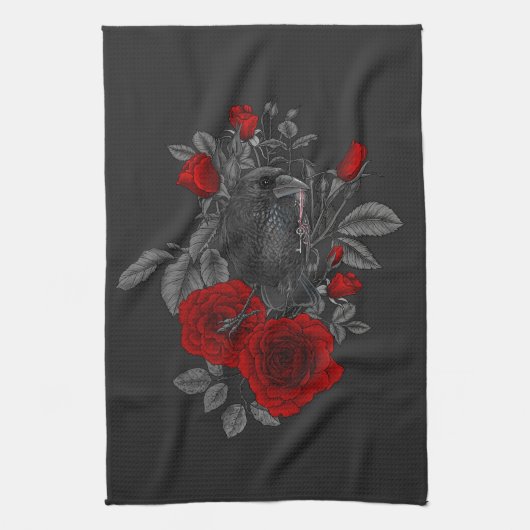 鍵とバラ キッチンタオル (縦)