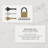 鍵と南京錠、ロックスミス・ビジネス・カード 名刺 (正面/裏面)