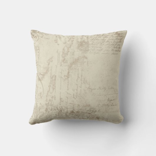 鍵に私のハートの鳩スワールフローリッシュグレーコラージュ クッション (裏面)