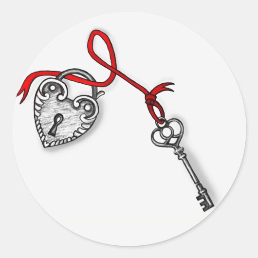鍵のハート ラウンドシール (正面)