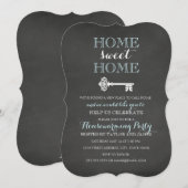 鍵のブラックボード新居祝い招待状 招待状 (正面/裏面)