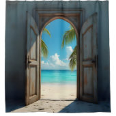 鍵の穴のカリブのビーチ シャワーカーテン (正面)