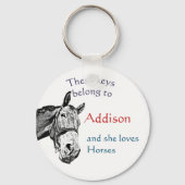 鍵は名前をカスタムするに属すカスタムる彼女は馬を愛する キーホルダー (正面)
