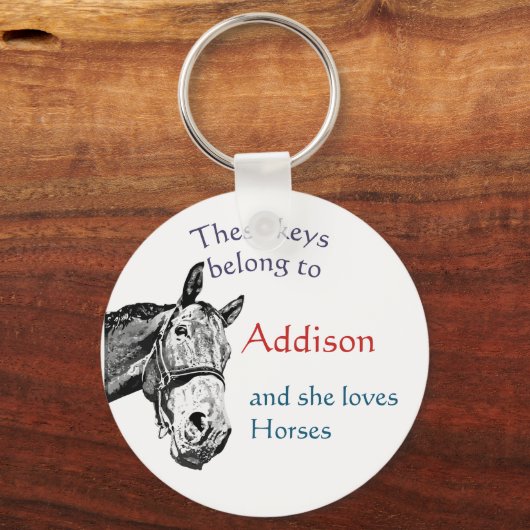 鍵は名前をカスタムするに属すカスタムる彼女は馬を愛する キーホルダー (正面)