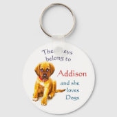鍵は彼女が愛すカスタムる名前をカスタムするに属する犬 キーホルダー (正面)