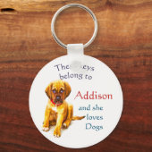 鍵は彼女が愛すカスタムる名前をカスタムするに属する犬 キーホルダー (正面)