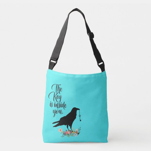 鍵はInside You - Raven and Flowersティール（緑がかった色） クロスボディバッグ (正面)