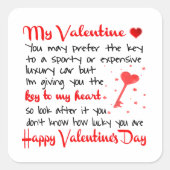 鍵へ私のハートバレンタインデーのギフト スクエアシール (正面)