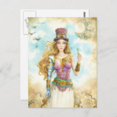 「鍵よ」、スティームパンクの女の子。 ポストカード (正面/裏面)