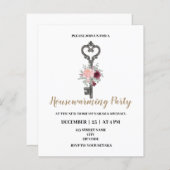 鍵をテーマにした引っ越し祝いパーティーパーティの招待状 (正面/裏面)