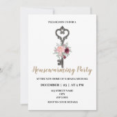 鍵をテーマにした引っ越し祝いパーティーパーティー 招待状 (正面)