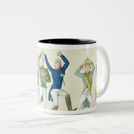 鍵を描写する風刺的な漫画 ツートーンマグカップ (正面右)