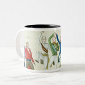 鍵を描写する風刺的な漫画 ツートーンマグカップ (正面左)