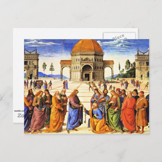 鍵を聖ペテロに渡す素晴らしキリスト ポストカード (正面/裏面)