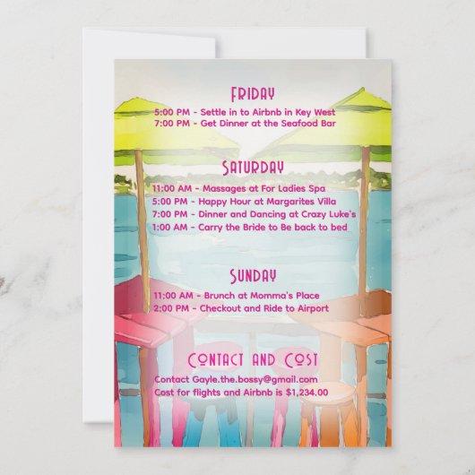 鍵ウェストビベスバチェロレッテウィークエンド 招待状 (裏面)