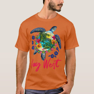 鍵ウェストフロリダシータートルハイビスカスサマーバカット Tシャツ