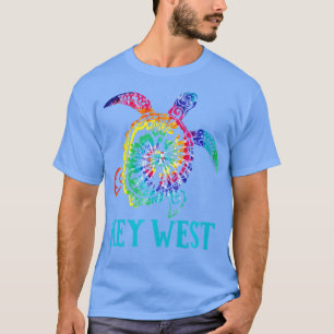 鍵ウェストフロリダシータートルハイビスカス絞り染めスム Tシャツ