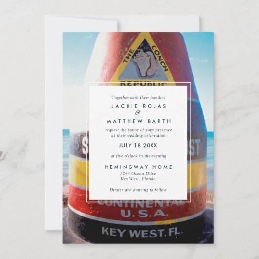 鍵ウェストフロリダビーチ結婚式 招待状 (正面)
