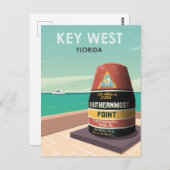鍵ウェストフロリダマイルゼロヴィンテージトラベル ポストカード (正面/裏面)