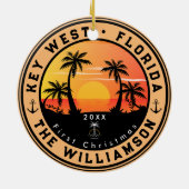 鍵ウェストフロリダレトロサンセットパームツリー80s セラミックオーナメント (裏面)