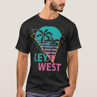 鍵ウェストフロリダ鍵レトロパームツリーズビーチ Tシャツ