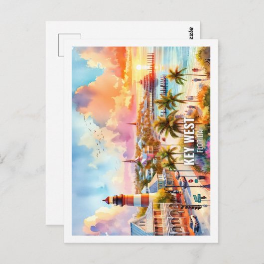 鍵ウェストフロリダUSA有名な場所の水色 ポストカード (正面/裏面)
