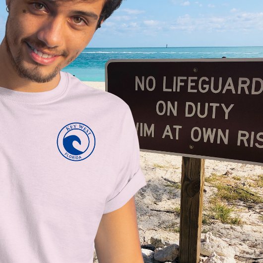 鍵ウェストブルー海波形サークルデザイン Tシャツ