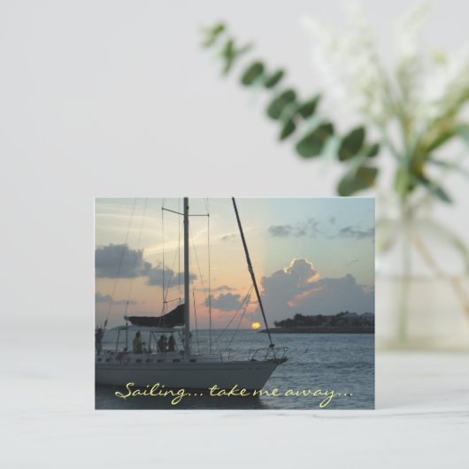 鍵ウェスト帆船はがき(h) ポストカード (スタンド正面)