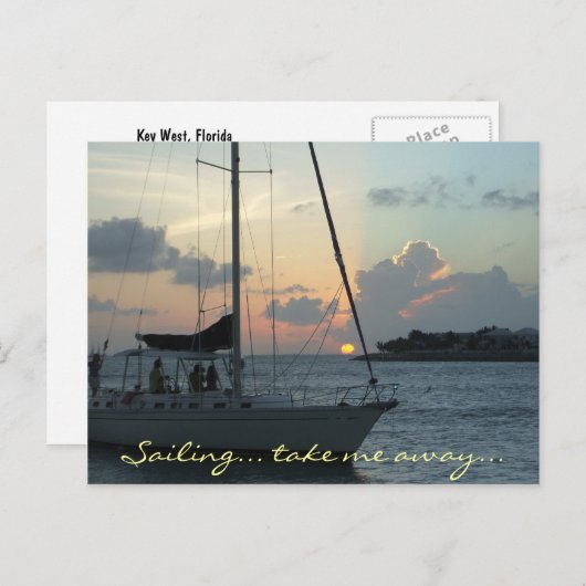 鍵ウェスト帆船はがき(h) ポストカード (正面/裏面)