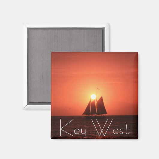 鍵ウェスト、サンセットマグネットで帆船 マグネット (正面/裏面)