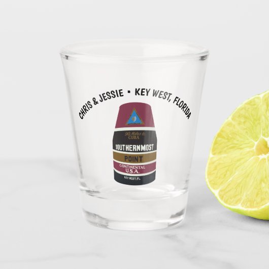 鍵ウェスト、フロリダ南端ポイントマーカー ショットグラス (正面)