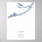 鍵ウェストFL結婚のネイビーエレガントゲストブックポスター ポスター (正面)